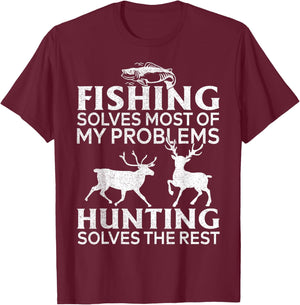Funny Fishing And Hunting Gift Christmas Humor Hunter Cool T-Shirt - T-Shirt | Maroon
