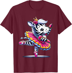 Ballerina Zebra Dancing T-Shirt - T-Shirt | Maroon