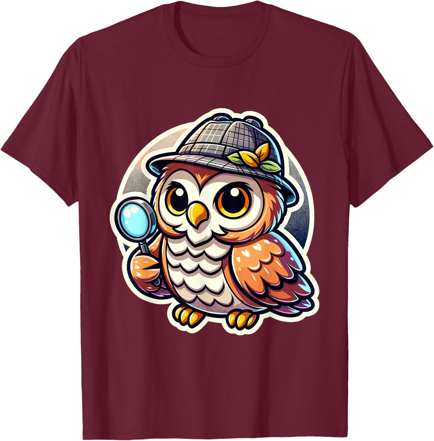 Bird Owl Detective - Detective Wisdom - Detective Bird T-Shirt - T-Shirt | Maroon