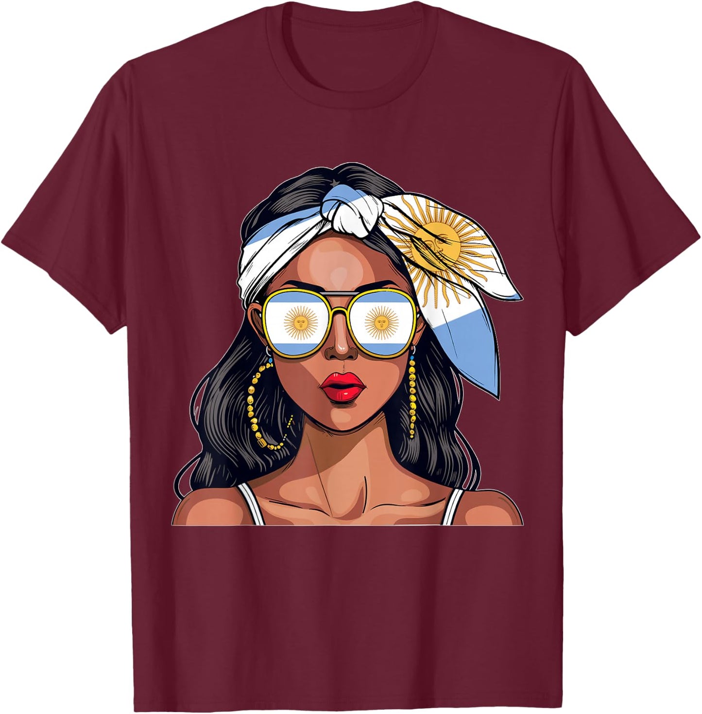 Argentinian Souvenirs Products Woman Flag Uniform Argentina T-Shirt - T-Shirt | Maroon