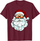 Santa Face Retro Sunglasses Christmas Kids Men Women T-Shirt - T-Shirt | Maroon