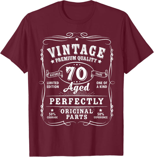 Vintage 70th Birthday Decorations Men Funny 70 Birthday T-Shirt - T-Shirt | Maroon