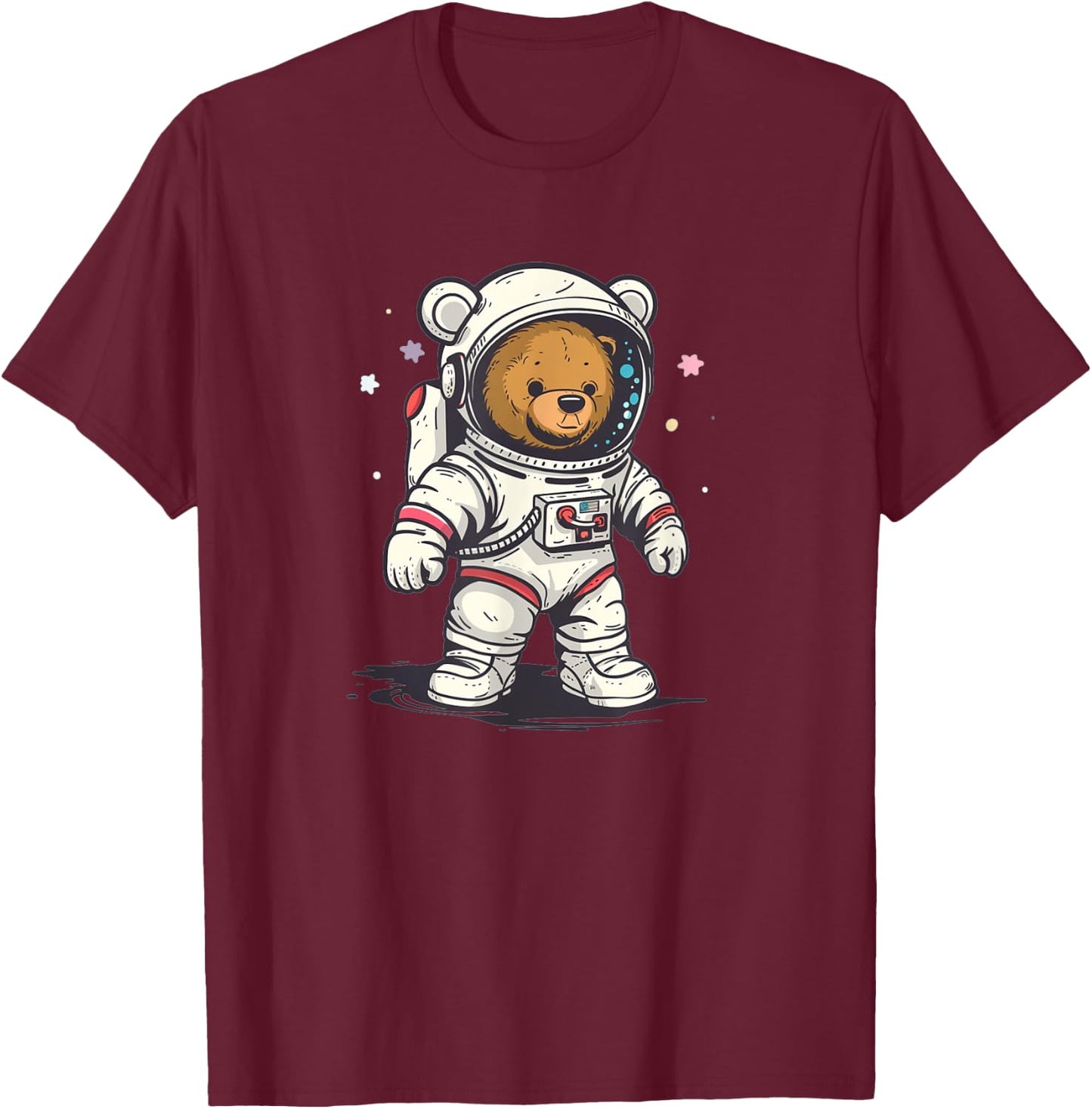 Funny Space Teddy Costume for Bear and Astronaut Lovers T-Shirt - T-Shirt | Maroon