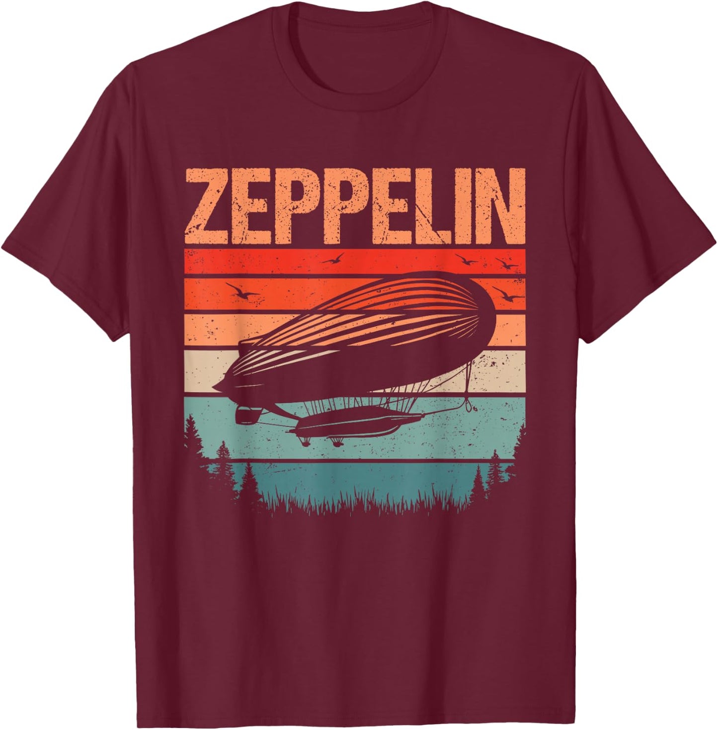 Retro Vintage Zeppelin Airship Aviation Blimp Men Women Kids T-Shirt - T-Shirt | Maroon