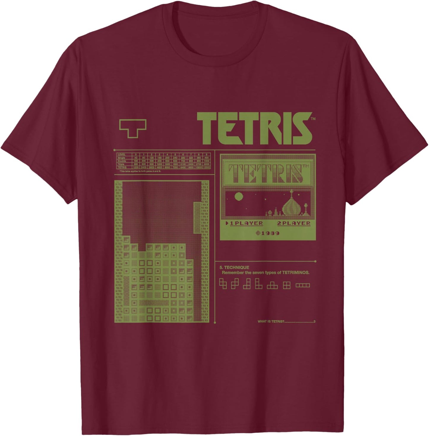 Tetris 8-Bit Modern T-Shirt - T-Shirt | Maroon