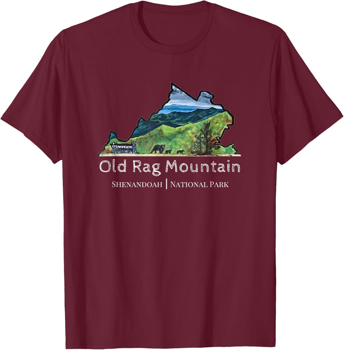 Old Rag Mountain Shenandoah National Park VA T-Shirt - T-Shirt | Maroon