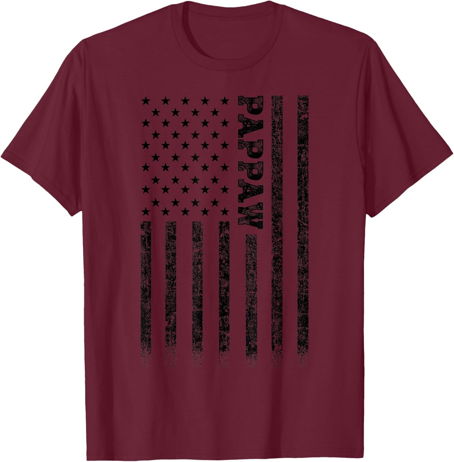Gifts For Pappaw American Flag - Grey, -Adults, Small, , , Letter Print, Modern, Casual, All Seasons T-Shirt - T-Shirt | Maroon