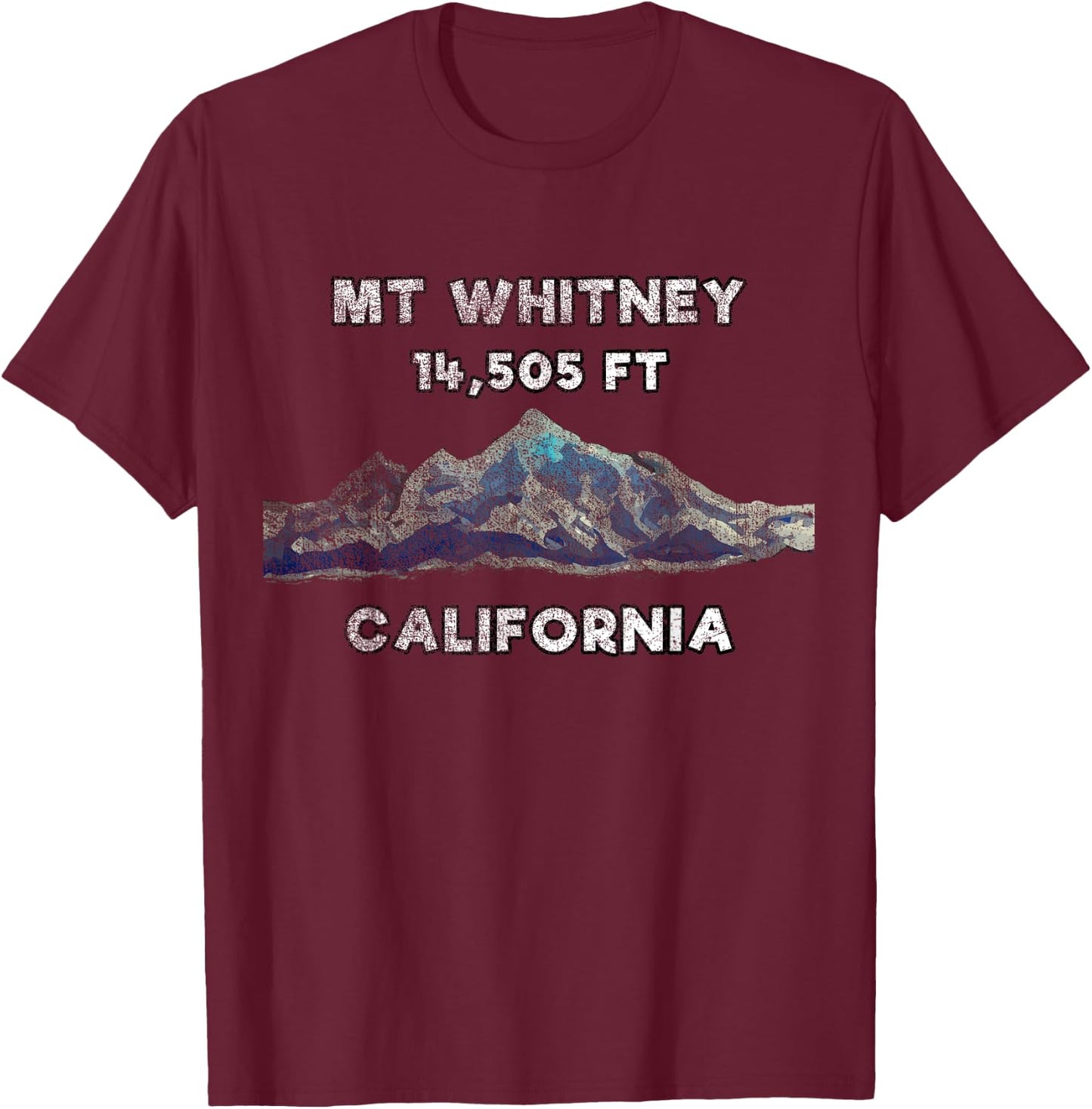 Mount Whitney Shirt with Mountain Scene - Mt Whitney Shirt T-Shirt - T-Shirt | Maroon