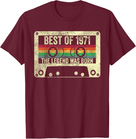 Best Of 1971 54th Birthday Gift Vintage 54 Years Old Retro T-Shirt - T-Shirt | Maroon
