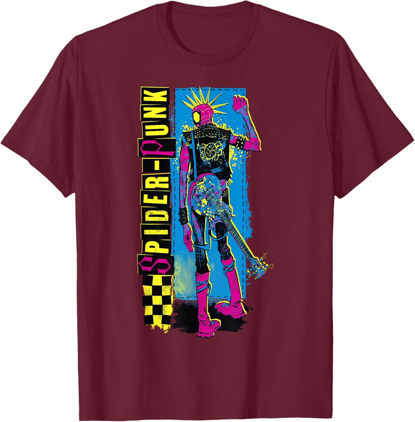 Marvel Spider-Man Across The Spider-Verse Part 1 Spider-Punk T-Shirt - T-Shirt | Maroon