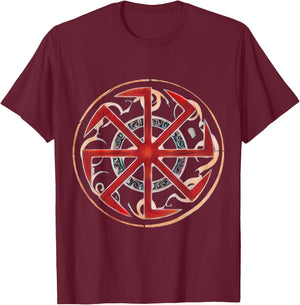 Kolovrat Slavic Protective Rune T-Shirt - T-Shirt | Maroon