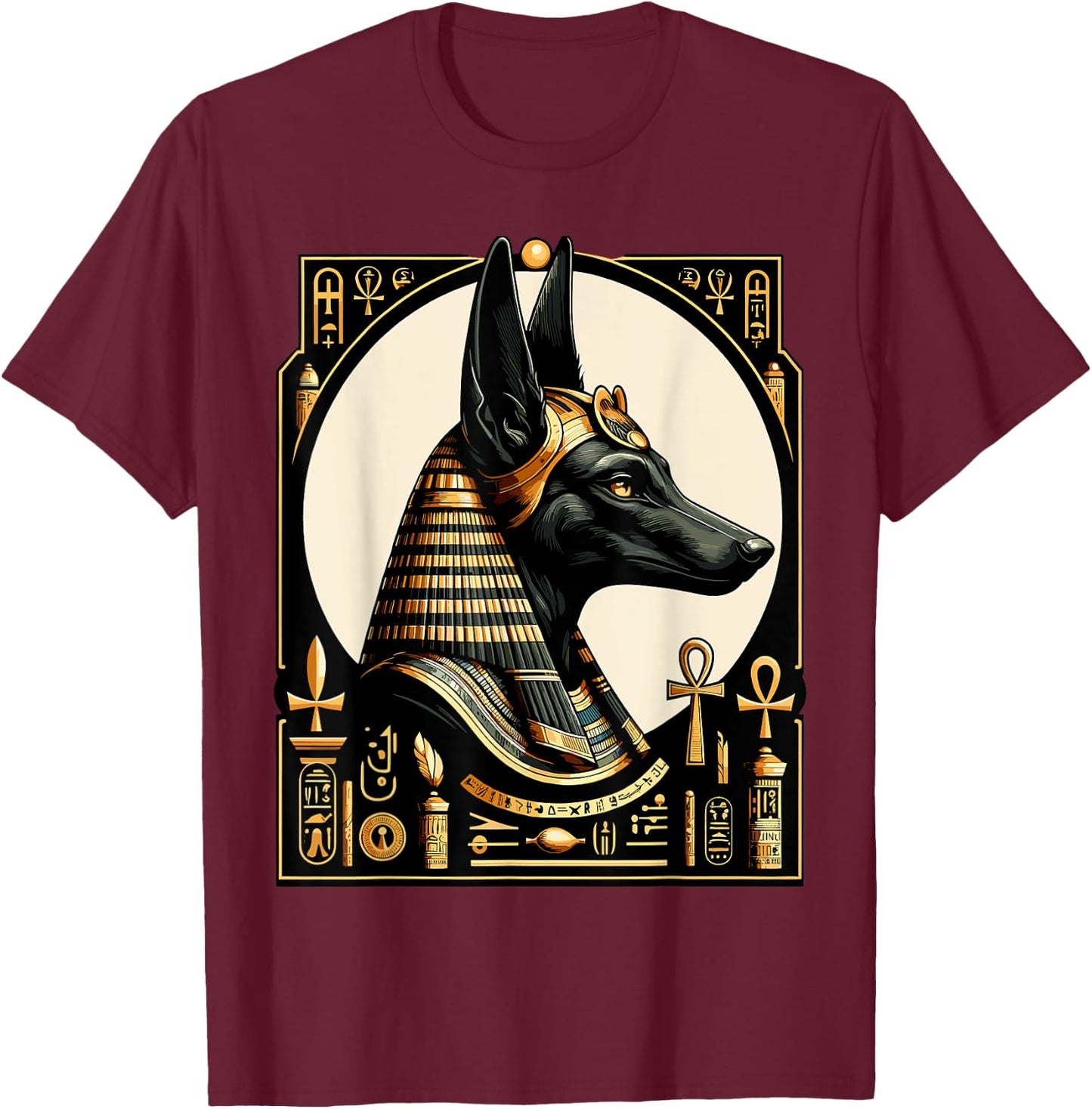 Streetwear 80s 90s Egypt retro Egyptian God Anubis T-Shirt - T-Shirt | Maroon