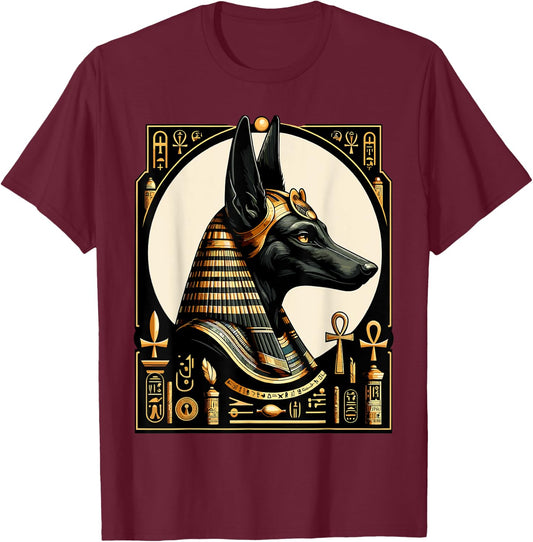 Streetwear 80s 90s Egypt retro Egyptian God Anubis T-Shirt - T-Shirt | Maroon