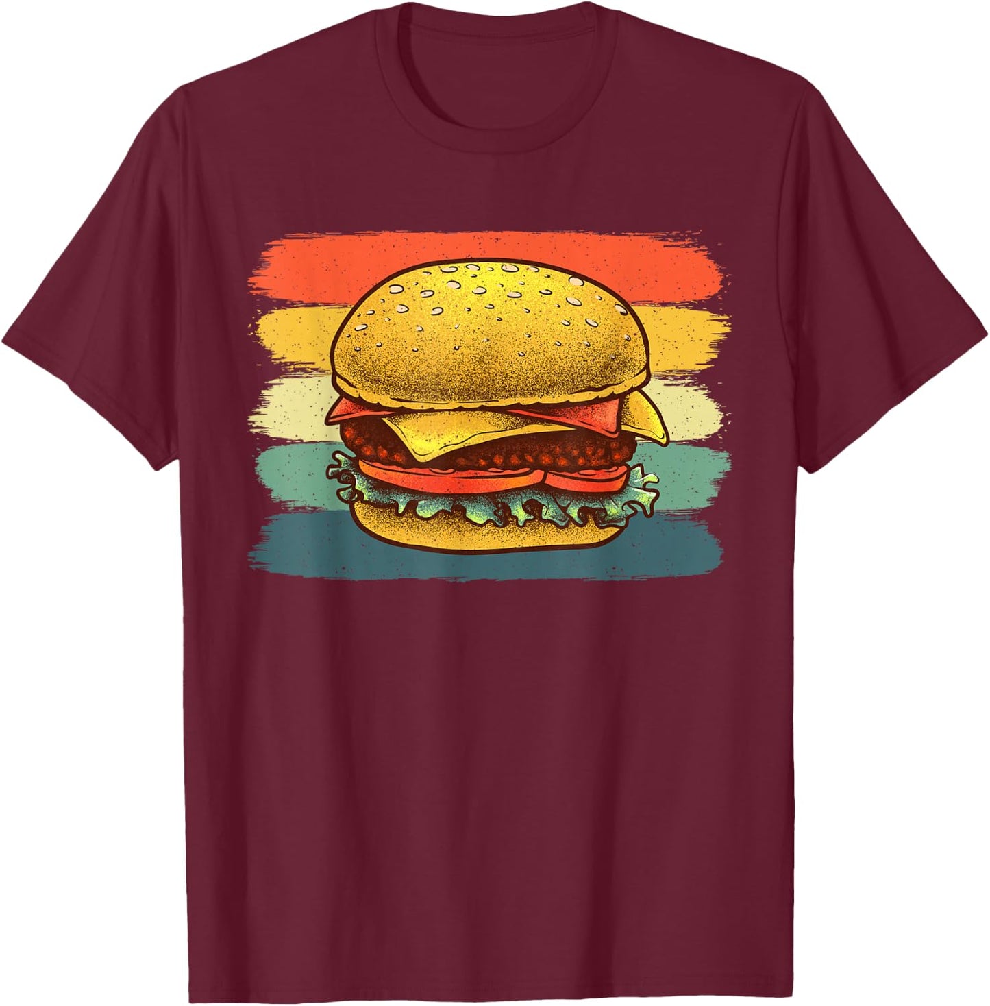 Cute Hamburger Design Women Cheese Burger Hamburger T-Shirt - T-Shirt | Maroon