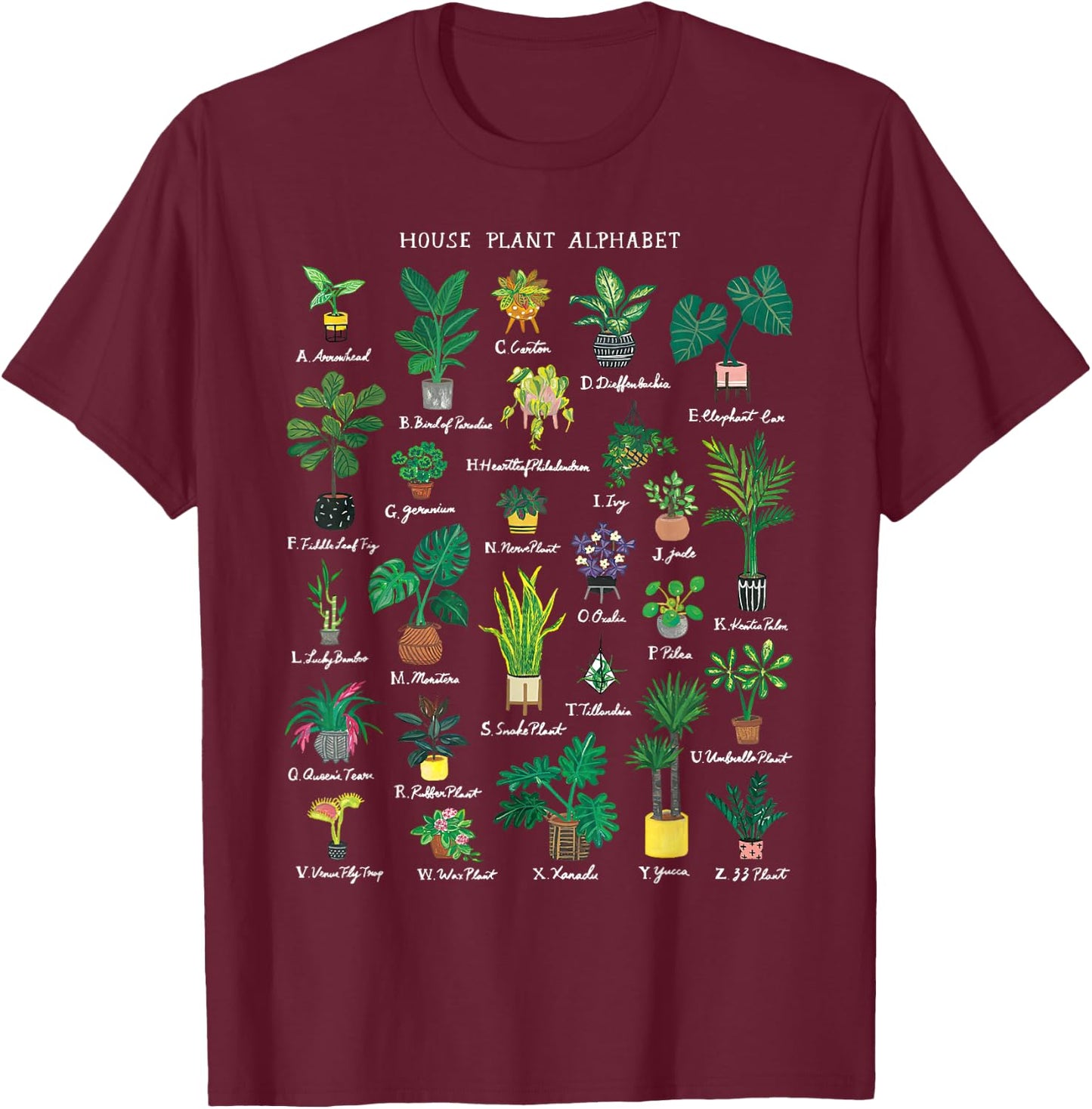 Plant Alphabet Gardener Gardening Plant Lover Women Men T-Shirt - T-Shirt | Maroon