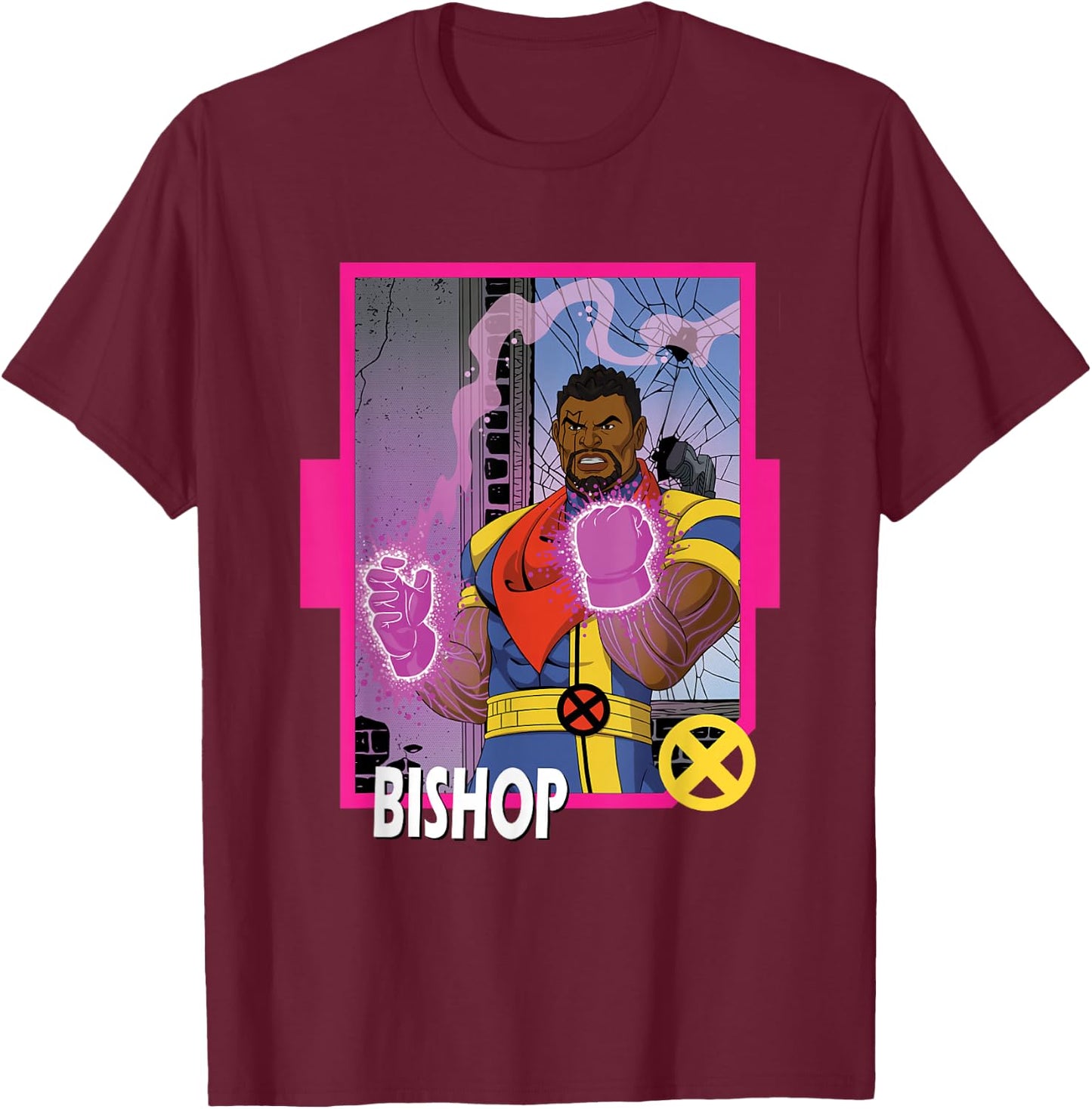 Marvel X-Men '97 Classic Bishop Vintage Super Hero Card T-Shirt - T-Shirt | Maroon