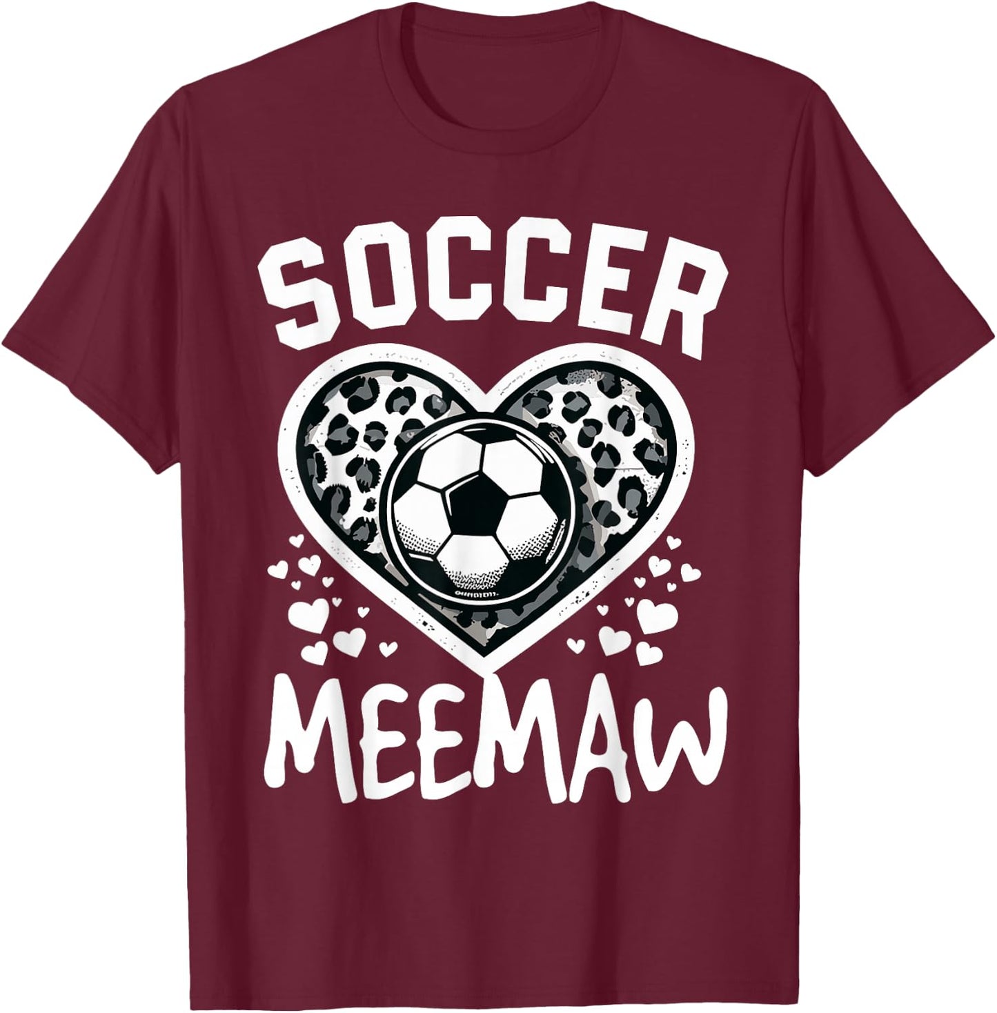 Soccer Meemaw Leopard Heart Meemaw Soccer Player T-Shirt - T-Shirt | Maroon