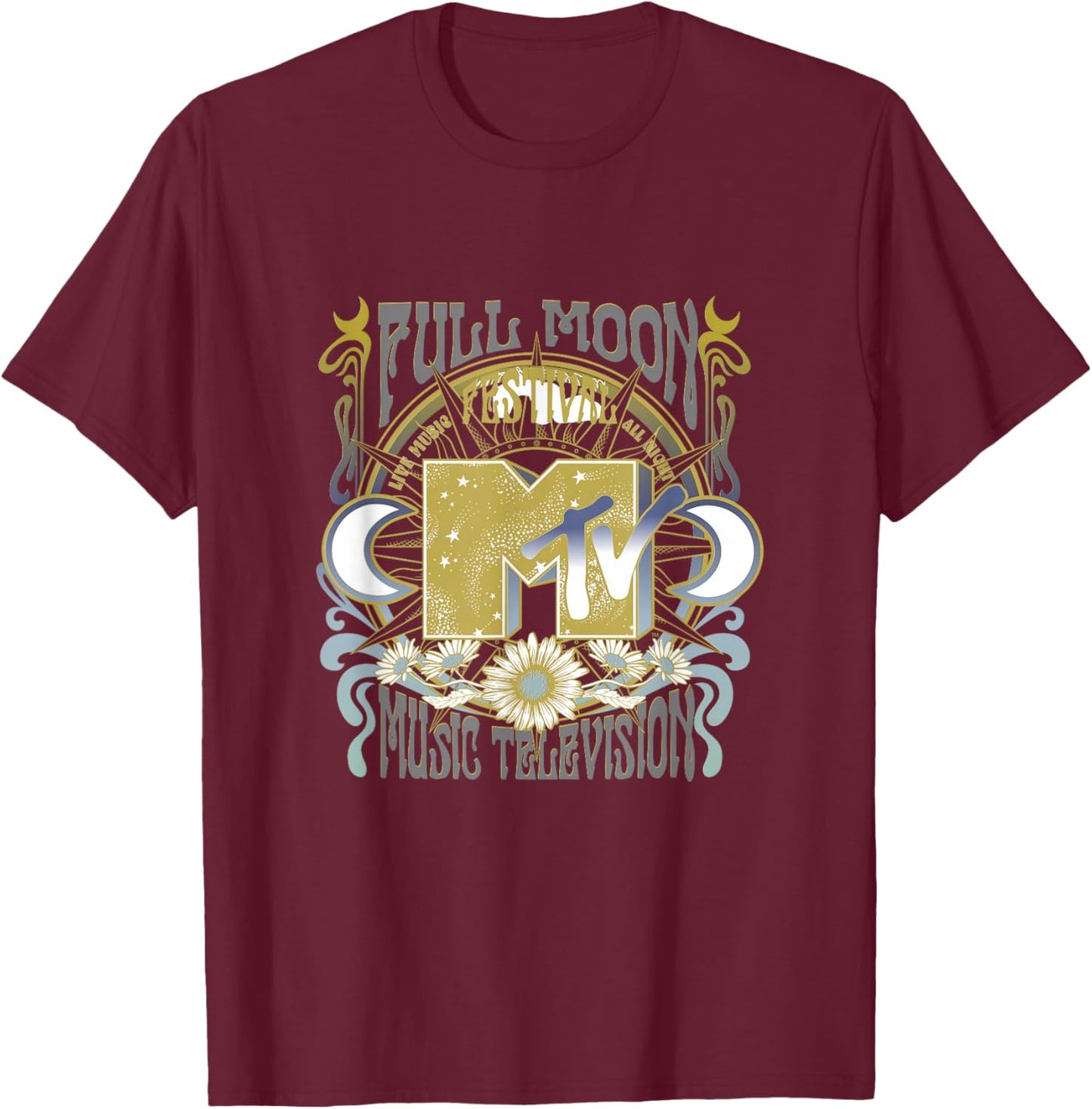 MTV Full Moon Festival Celestial Floral T-Shirt - T-Shirt | Maroon