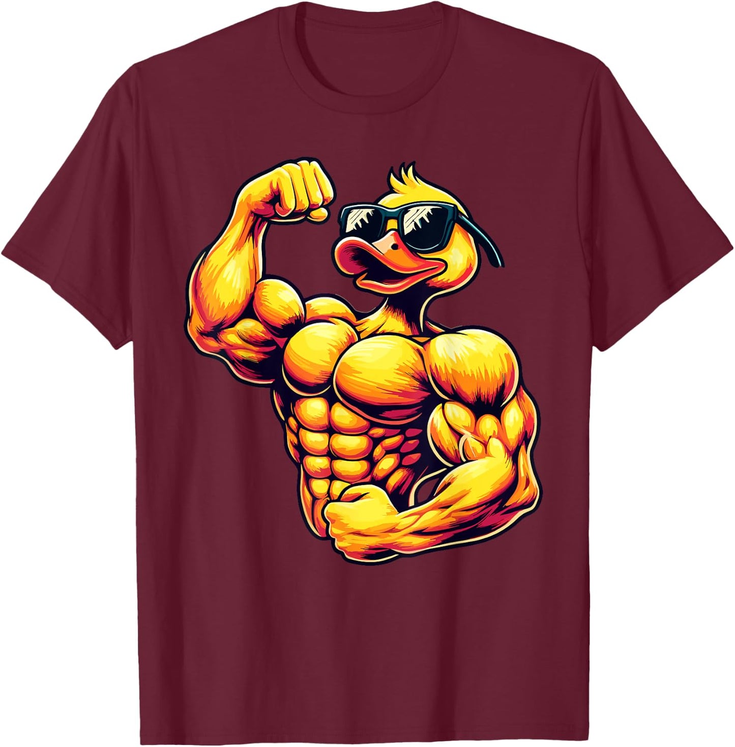 Muscular Rubber Duck Bodybuilder Duck T-Shirt - T-Shirt | Maroon