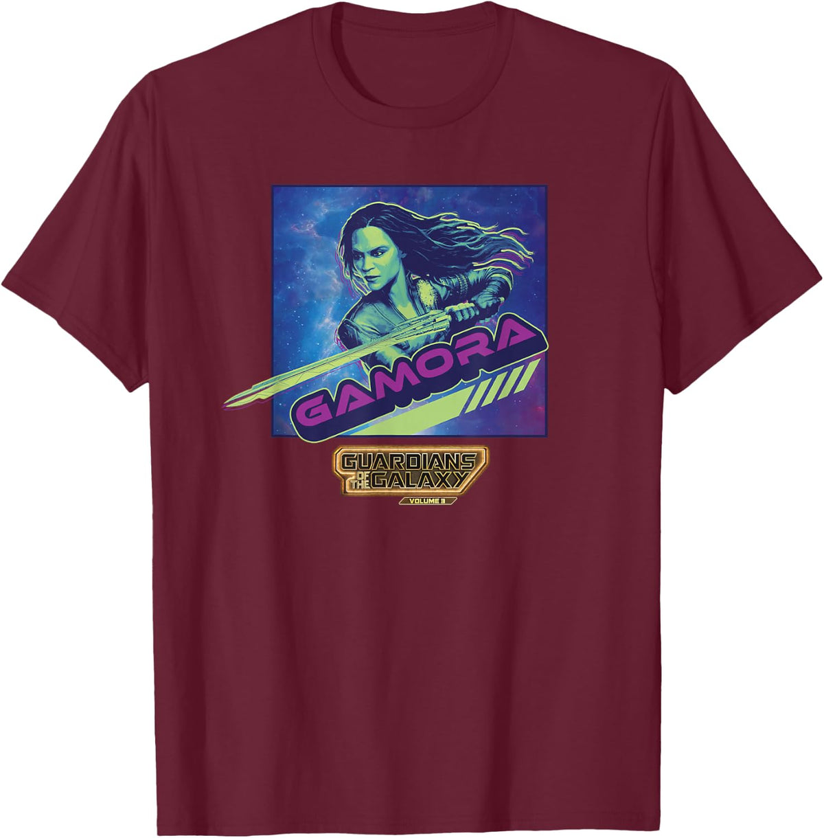 Marvel Guardians of the Galaxy Vol. 3 Vintage Cosmic Gamora T-Shirt - T-Shirt | Maroon