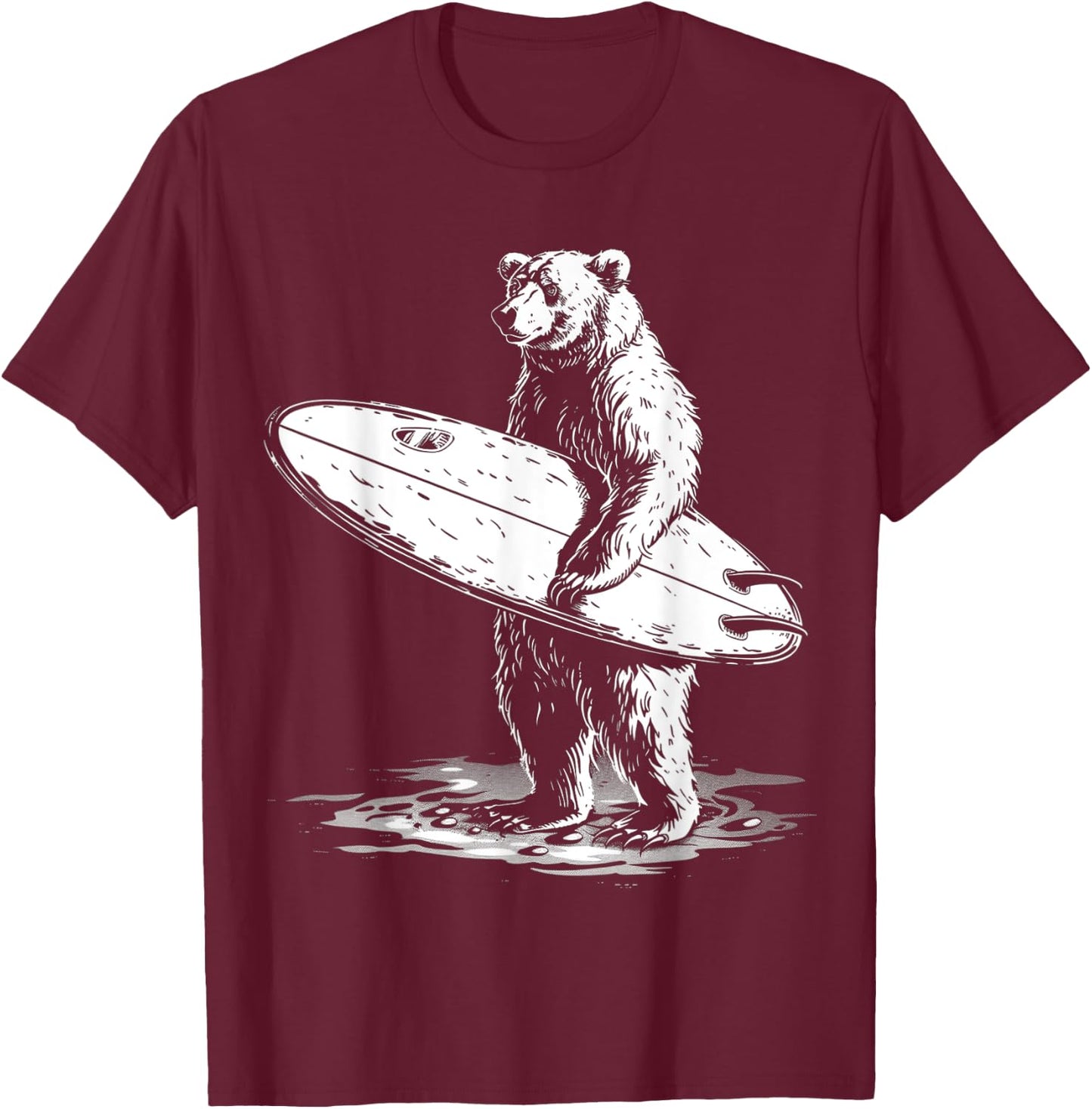Surfing Bear Cool Beach Adventure Design Men Women Kids T-Shirt - T-Shirt | Maroon