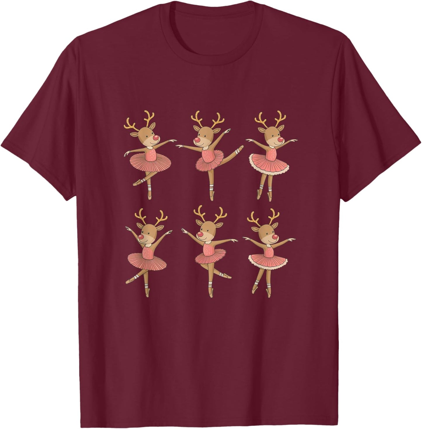 Reindeer Dancer Funny Christmas Ballet T-Shirt - T-Shirt | Maroon