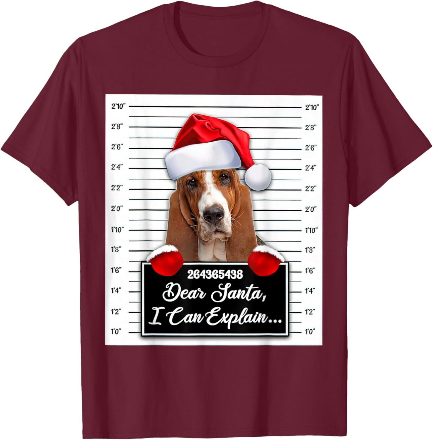 Basset Hound Xmas Dear Santa I Can Explain Funny Christmas T-Shirt - T-Shirt | Maroon
