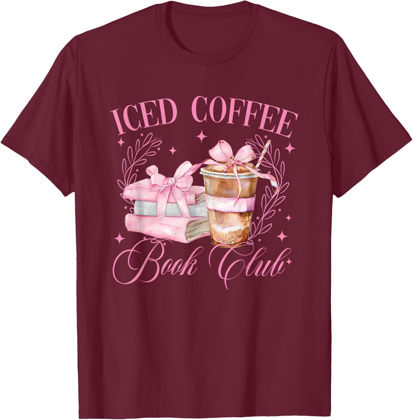 Iced Coffee Book Club T-Shirt - T-Shirt | Maroon