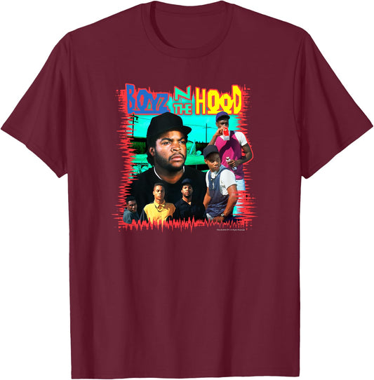 Boyz n the Hood Vintage Poster Style T-Shirt - T-Shirt | Maroon