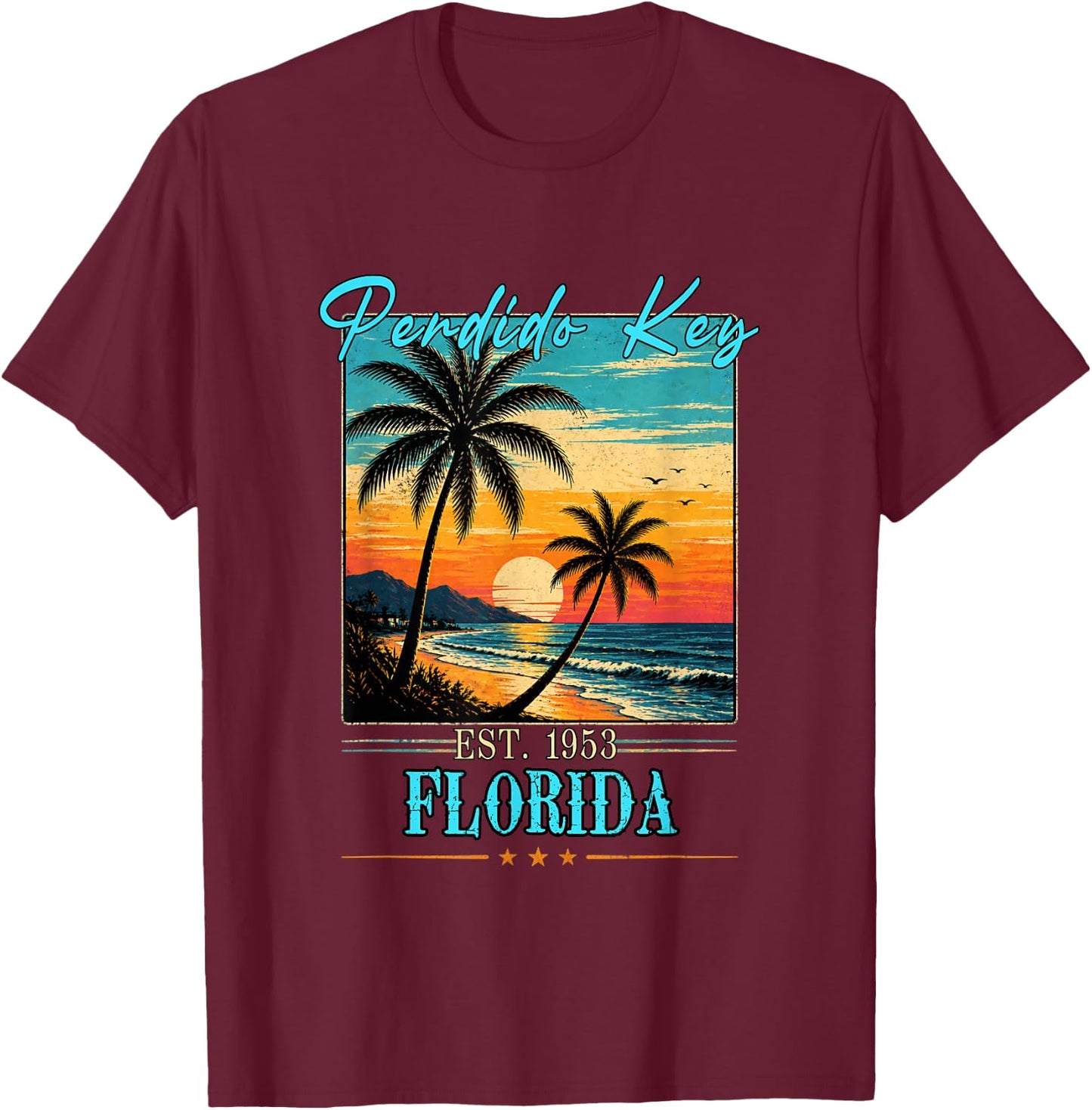 Perdido Key Florida Sunset Beach Summer 2026 T-Shirt - T-Shirt | Maroon