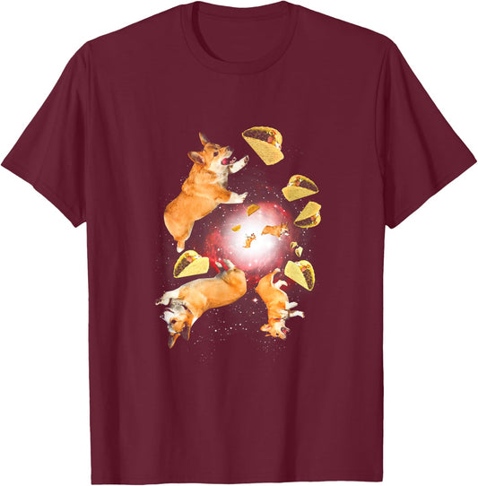 Walnut & 39th Corgi Tacos T-Shirt - T-Shirt | Maroon