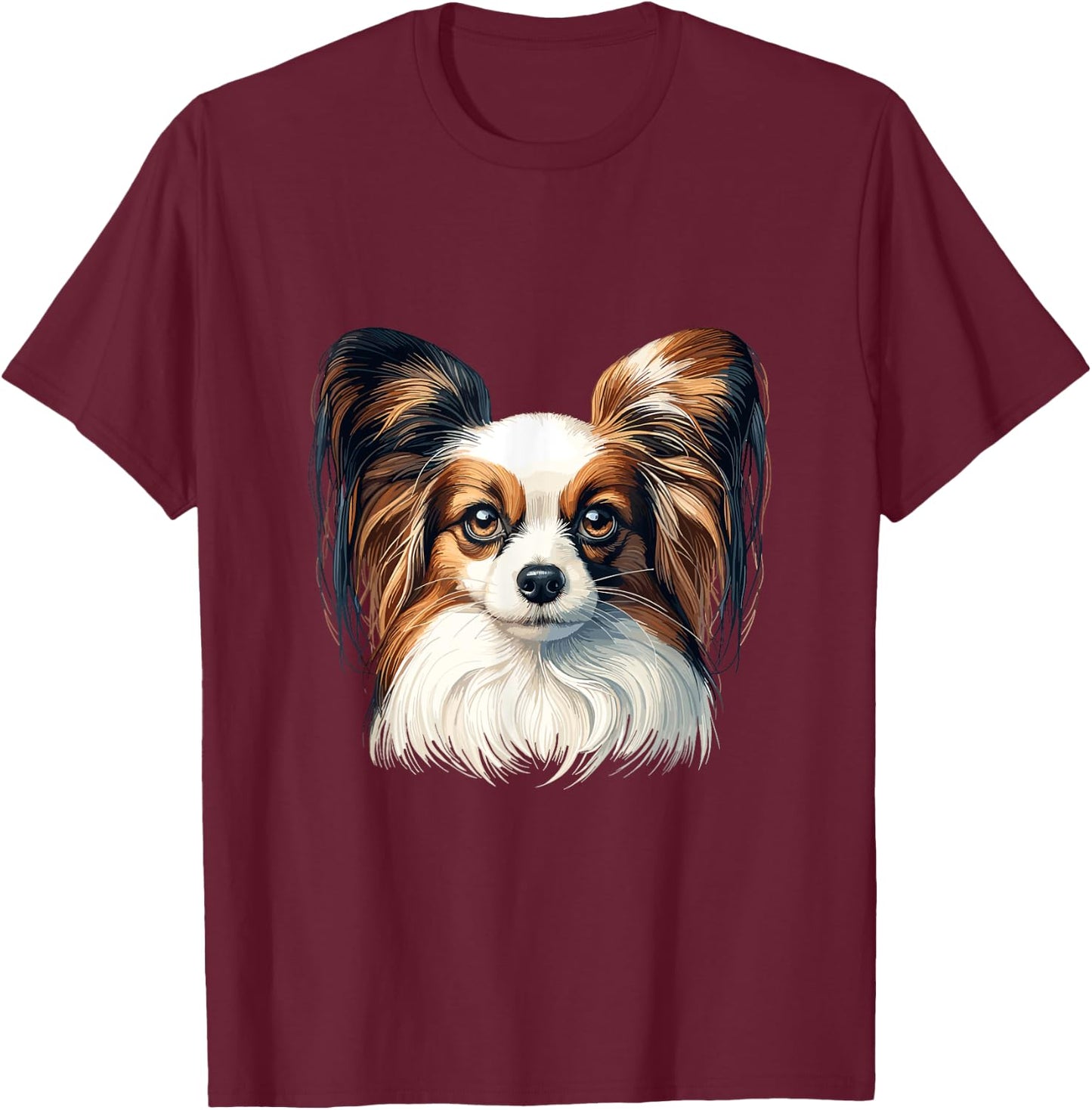 Dog Face - Papillon Women Girls Kids T-Shirt - T-Shirt | Maroon