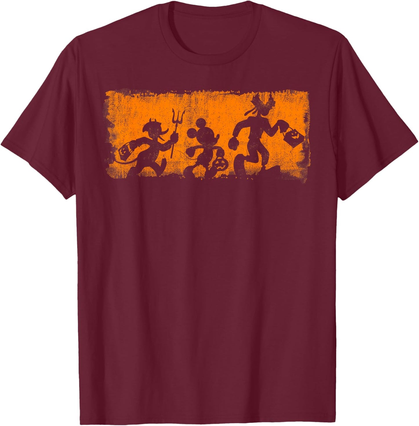 Goofy, Mickey, & Donald Spooky Halloween Shadows T-Shirt - T-Shirt | Maroon