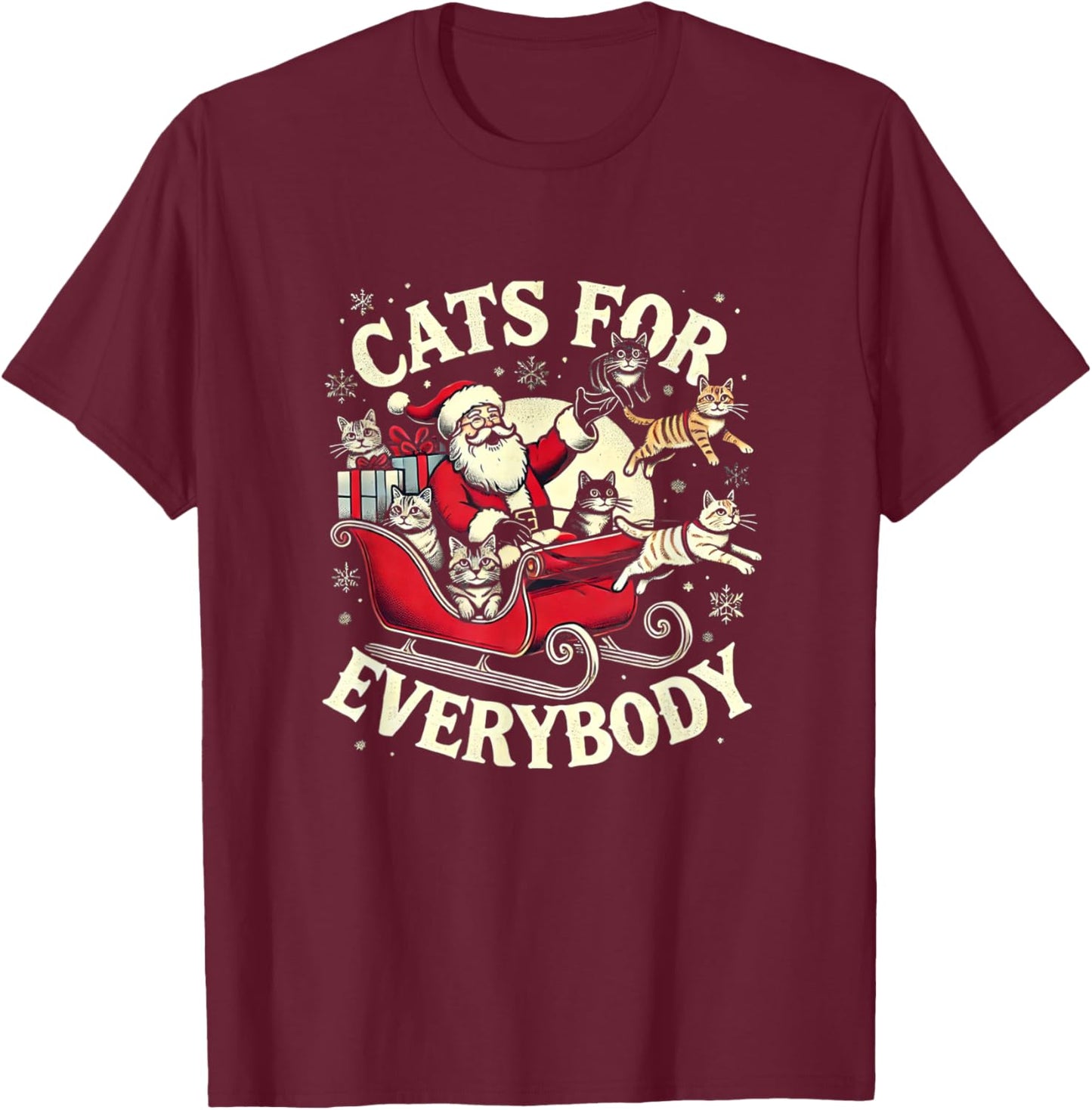 Santa Cat Lover Christmas Cats T-Shirt - T-Shirt | Maroon