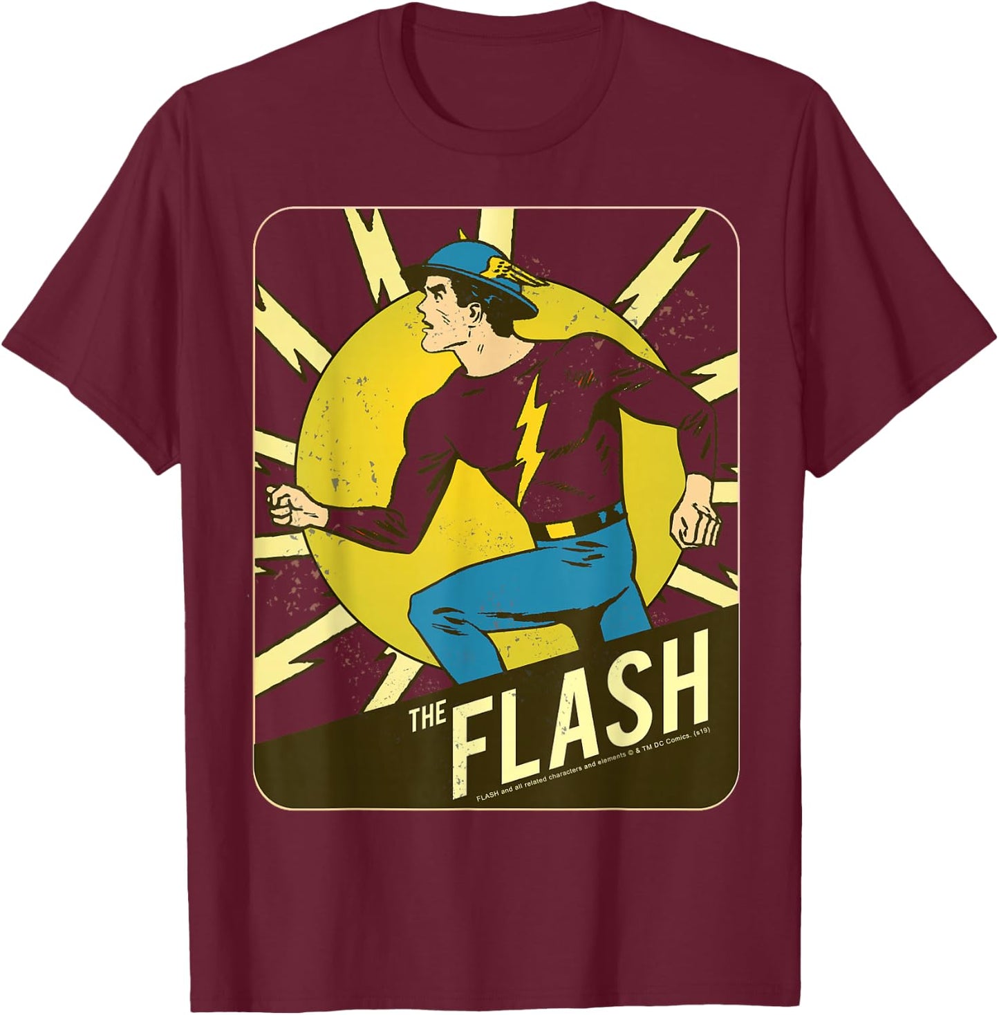 DC Comics The Flash Card Vintage Poster T-Shirt - T-Shirt | Maroon