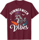 Summerween Vibes Raccoon Surfing Summer Halloween Vacation T-Shirt - T-Shirt | Maroon