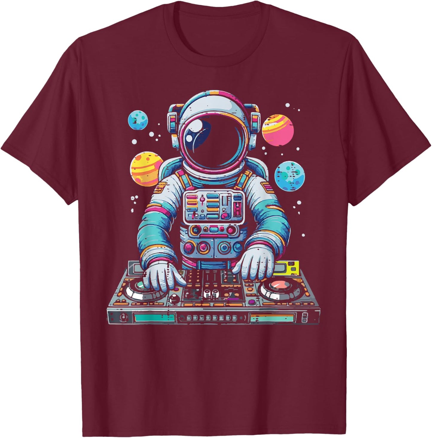 Astronaut Disc Jockey Spaceman Dj Space Music Men Boys Kids T-Shirt - T-Shirt | Maroon