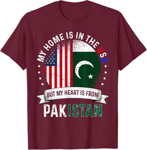 Pakistani American Patriot Heart is from Pakistan Flag T-Shirt - T-Shirt | Maroon
