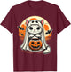 Cat Ghost Halloween Funny Cat T-Shirt - T-Shirt | Maroon
