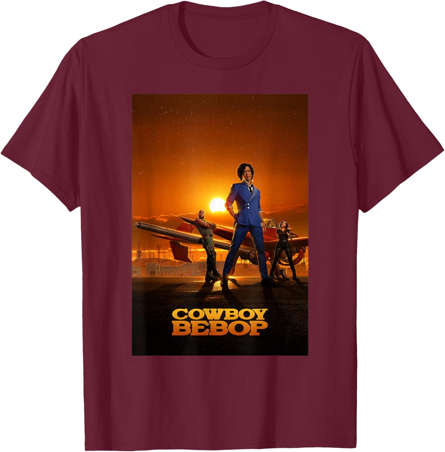 Cowboy Bebop Sunset Group Poster T-Shirt - T-Shirt | Maroon