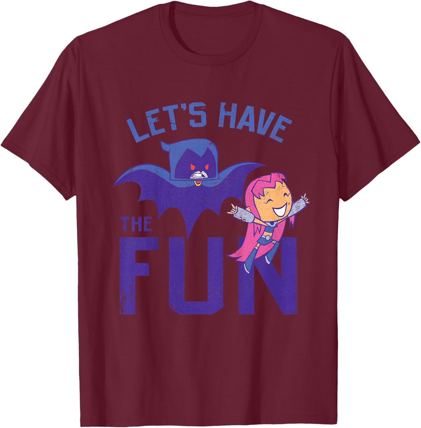 Kids DC Comics Teen Titans Go! Starfire Raven Let's Have The Fun T-Shirt - T-Shirt | Maroon