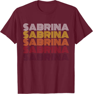 Personalized Name Sabrina Vintage Sabrina Retro T-Shirt - T-Shirt | Maroon
