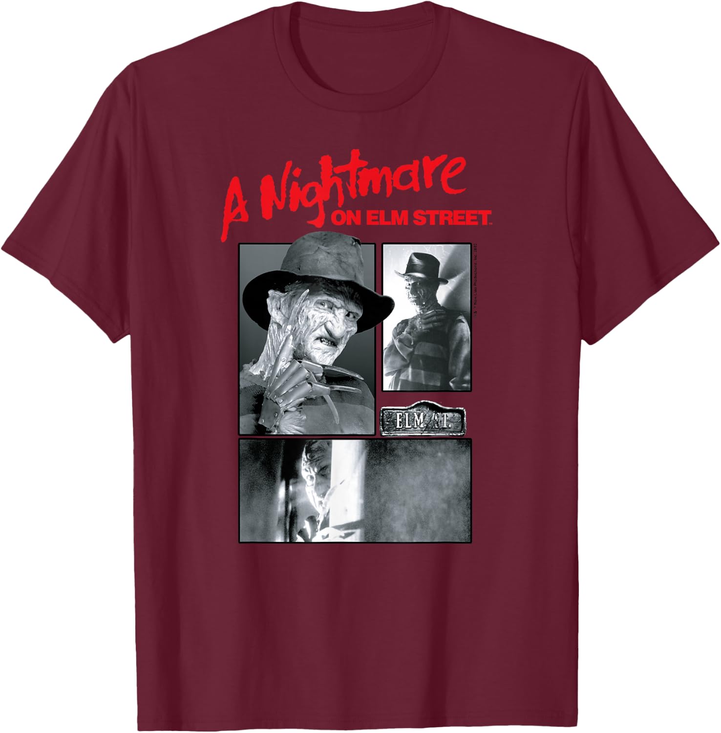 Nightmare On Elm Street - Grid T-Shirt - T-Shirt | Maroon