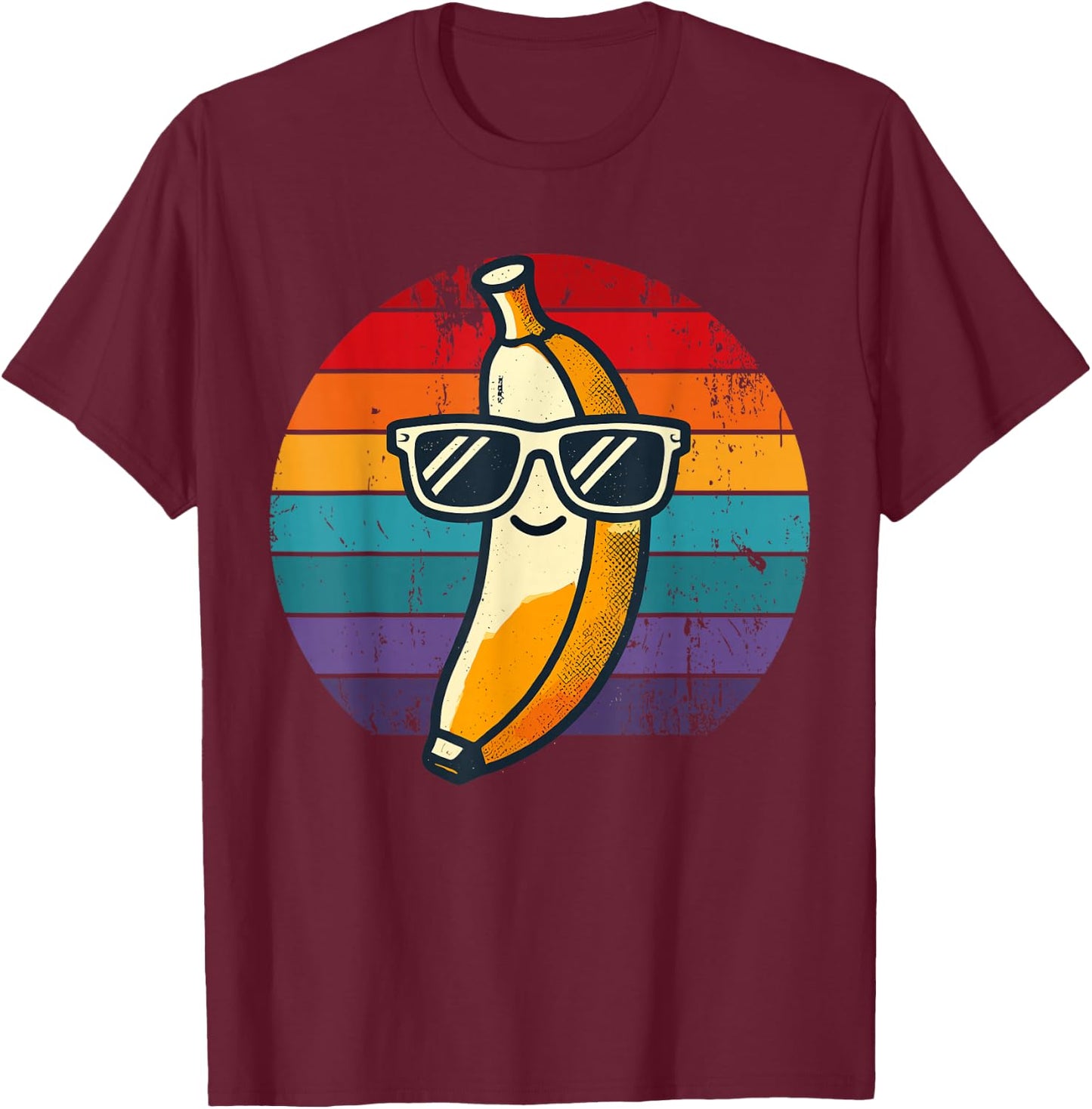 Retro Banana Novelty Men Women Kids Funny Banana T-Shirt - T-Shirt | Maroon