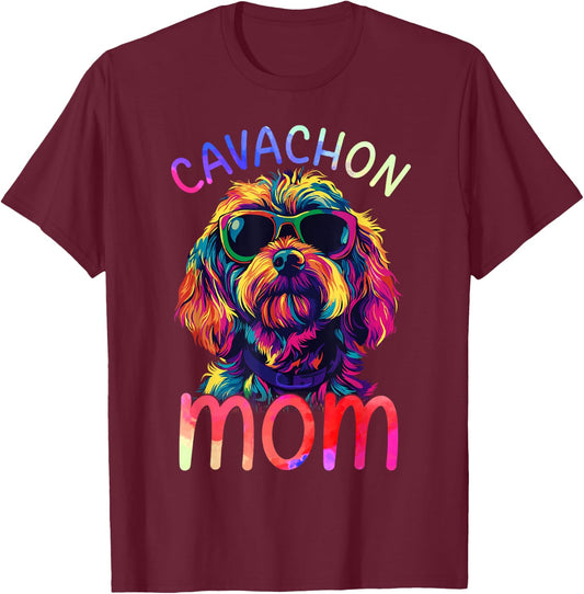 Cavachon Mom Colorful Pop Art Cavachon T-Shirt - T-Shirt | Maroon