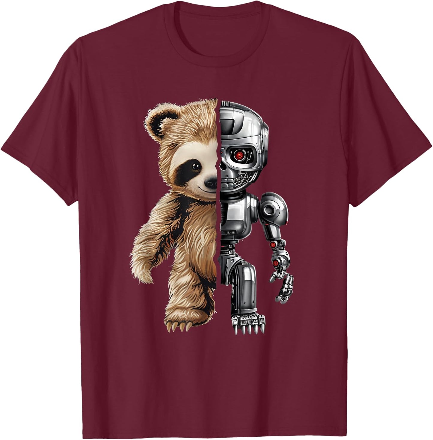 Funny Robotics Animal Lover Sloth Robots Graphic Engineer T-Shirt - T-Shirt | Maroon