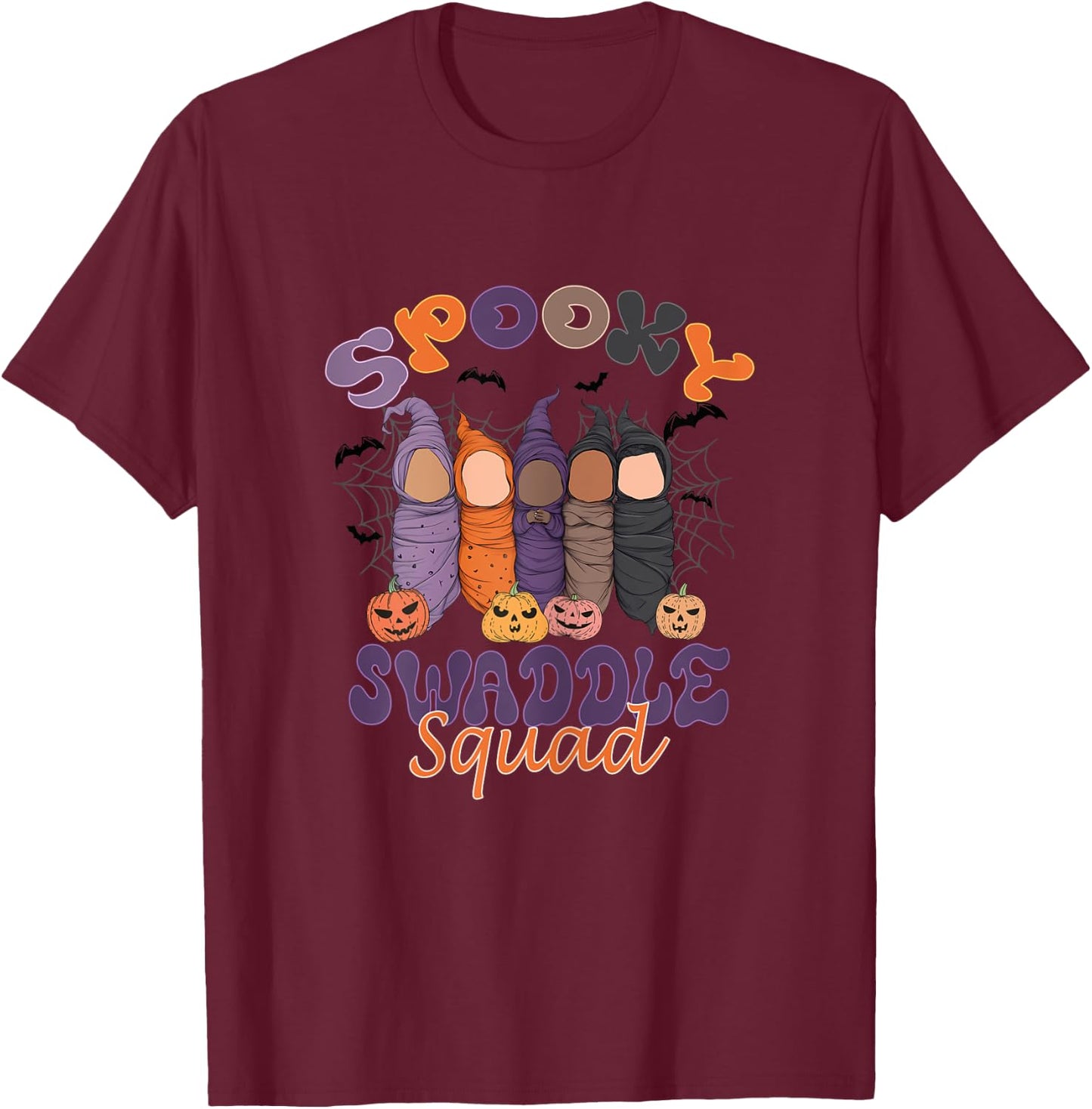 Spooky Swaddle Squad Mother Baby Nurse Halloween Nursery T-Shirt - T-Shirt | Maroon