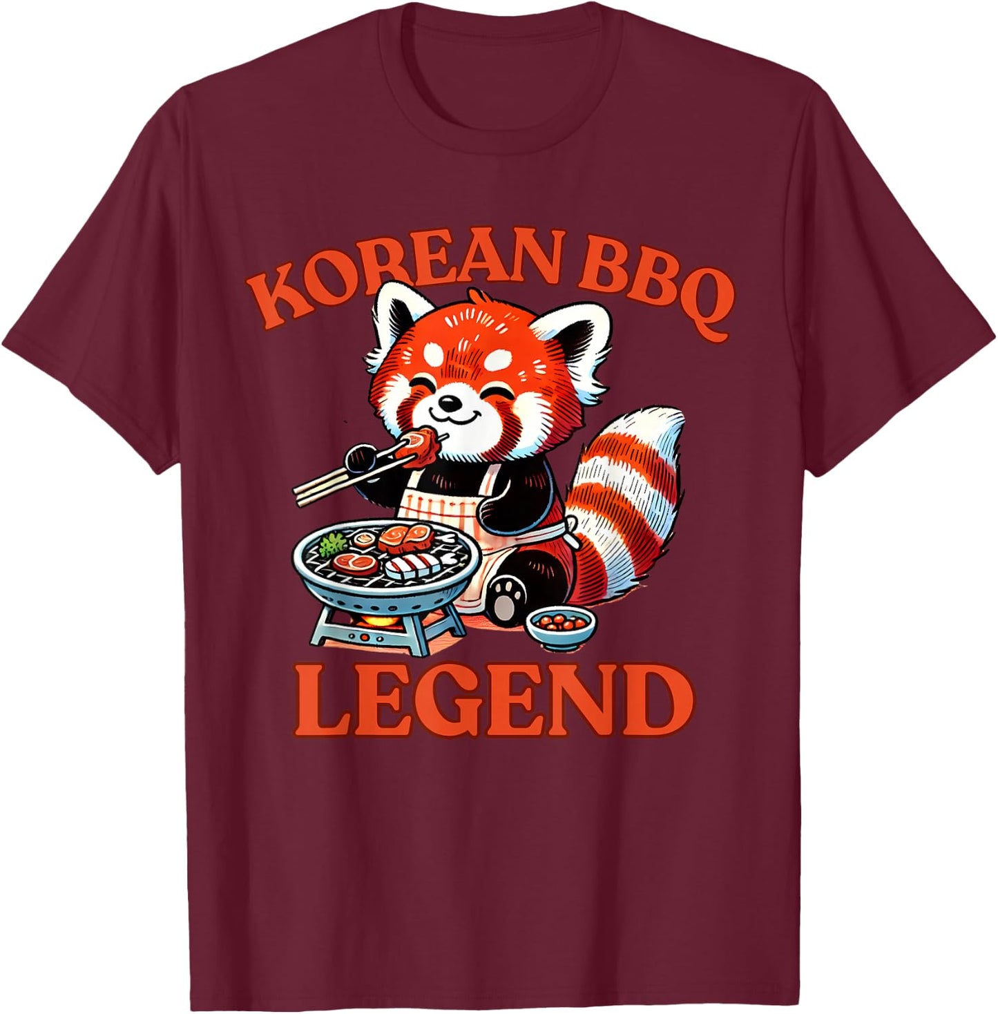 Korean BBQ Legend Red Panda T-Shirt - T-Shirt | Maroon