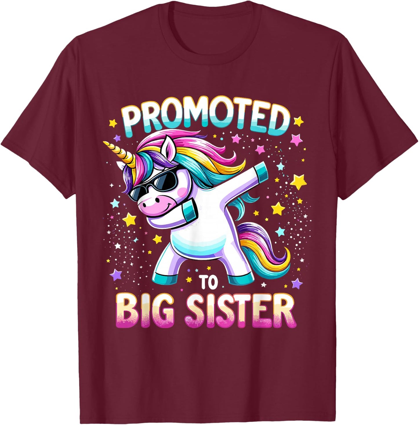Dabbing Unicorn Older Sister T-Shirt - T-Shirt | Maroon