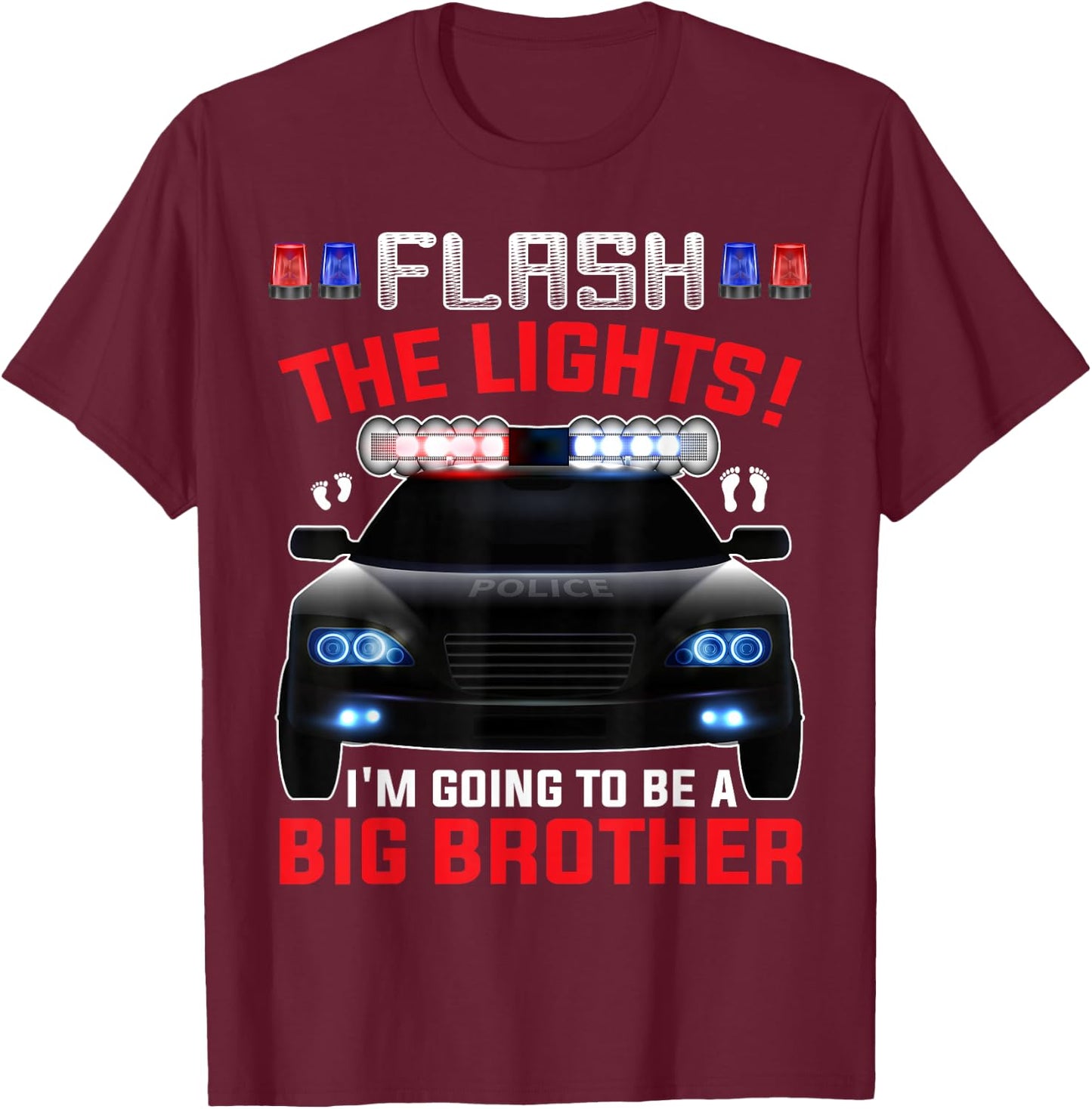 I'm Going to be a Big Brother Police Car Cute Baby Reveal T-Shirt - T-Shirt | Maroon